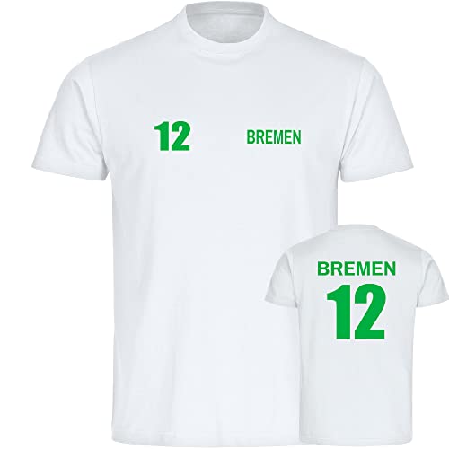 VIMAVERTRIEB® Kinder T-Shirt Bremen - Trikot 12 - Druck: grün - Shirt Jungen Mädchen Fußball Fanartikel Fanshop - Größe: 140 weiß von VIMAVERTRIEB