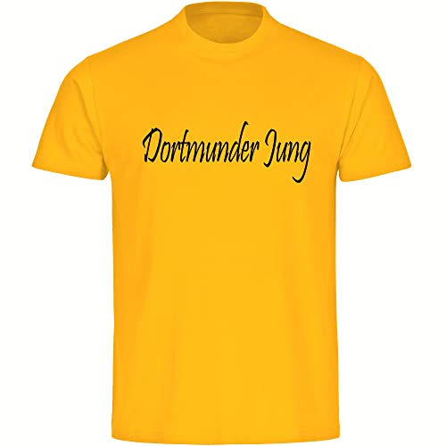 VIMAVERTRIEB® Kinder T-Shirt Dortmund - Dortmunder Jung - Druck: schwarz - Shirt Jungen Mädchen Fußball Fanartikel Fanshop - Größe: 140 gelb von VIMAVERTRIEB