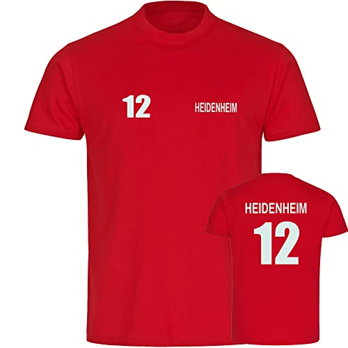 VIMAVERTRIEB® Kinder T-Shirt Heidenheim - Trikot 12 - Druck: weiß - Shirt Jungen Mädchen Fußball Fanartikel Fanshop - Größe: 128 rot von VIMAVERTRIEB