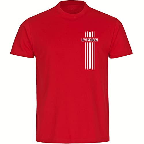 VIMAVERTRIEB® Kinder T-Shirt - Leverkusen - Streifen - Druck weiß - Logo Boy Girl Fanartikel - Größe 164 rot von VIMAVERTRIEB