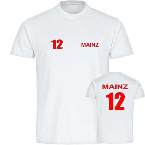 VIMAVERTRIEB® Kinder T-Shirt Mainz - Trikot 12 - Druck: rot - Shirt Jungen Mädchen Fußball Fanartikel Fanshop - Größe: 164 weiß von VIMAVERTRIEB