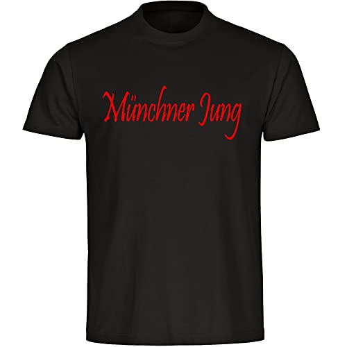 VIMAVERTRIEB® Kinder T-Shirt München - Münchner Jung - Druck: rot - Shirt Jungen Mädchen Fußball Fanartikel Fanshop - Größe: 164 schwarz von VIMAVERTRIEB