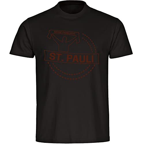 VIMAVERTRIEB® Kinder T-Shirt St. Pauli - Meine Fankurve - Druck: braun - Shirt Jungen Mädchen Fußball Fanartikel Fanshop - Größe: 164 schwarz von VIMAVERTRIEB