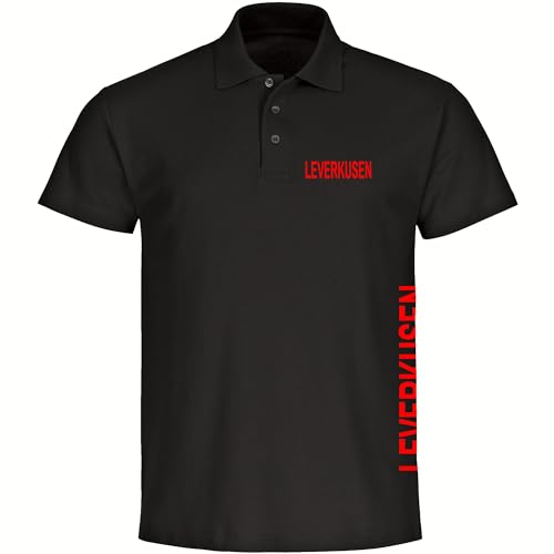 VIMAVERTRIEB® Poloshirt - Leverkusen - Brust & Seite - Druck rot - seitlich Polo Fanartikel - Größe XXL schwarz von VIMAVERTRIEB