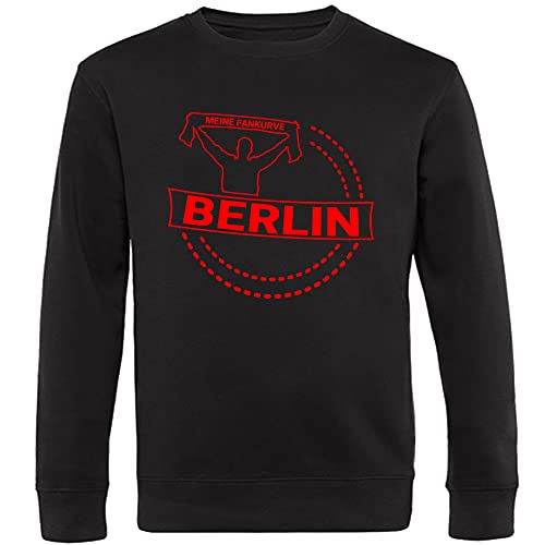 VIMAVERTRIEB® Sweatshirt Berlin - Meine Fankurve - Druck: rot - Shirt Pullover Pulli Fußball Fanartikel Fanshop - Größe: L schwarz von VIMAVERTRIEB