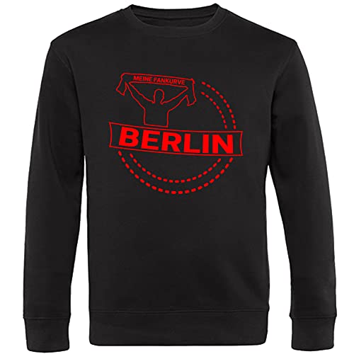 VIMAVERTRIEB® Sweatshirt Berlin - Meine Fankurve - Druck: rot - Shirt Pullover Pulli Fußball Fanartikel Fanshop - Größe: XL schwarz von VIMAVERTRIEB