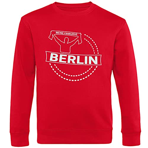 VIMAVERTRIEB® Sweatshirt Berlin - Meine Fankurve - Druck: weiß - Shirt Pullover Pulli Fußball Fanartikel Fanshop - Größe: XXL rot von VIMAVERTRIEB