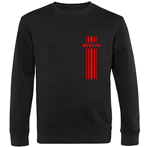 VIMAVERTRIEB® Sweatshirt Berlin - Streifen - Druck: rot - Shirt Pullover Pulli Fußball Fanartikel Fanshop - Größe: XL schwarz von VIMAVERTRIEB