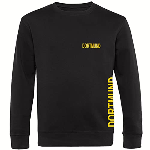VIMAVERTRIEB® Sweatshirt Dortmund - Brust & Seite - Druck: gelb - Shirt Pullover Pulli Fußball Fanartikel Fanshop - Größe: XXL schwarz von VIMAVERTRIEB