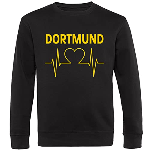 VIMAVERTRIEB® Sweatshirt Dortmund - Herzschlag - Druck: gelb - Shirt Pullover Pulli Fußball Fanartikel Fanshop - Größe: XXL schwarz von VIMAVERTRIEB