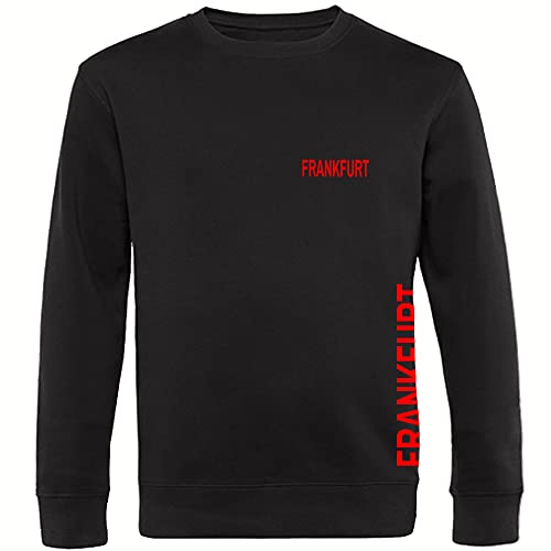 VIMAVERTRIEB® Sweatshirt Frankfurt - Brust & Seite - Druck: rot - Shirt Pullover Pulli Fußball Fanartikel Fanshop - Größe: S schwarz von VIMAVERTRIEB