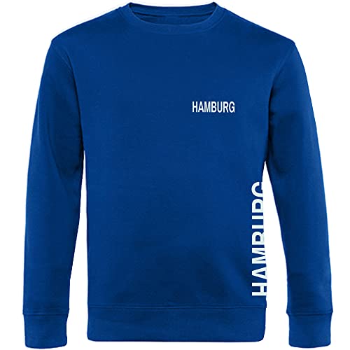 VIMAVERTRIEB® Sweatshirt Hamburg - Brust & Seite - Druck: weiß - Shirt Pullover Pulli Fußball Fanartikel Fanshop - Größe: 3XL blau von VIMAVERTRIEB