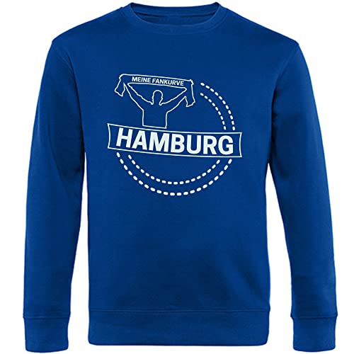 VIMAVERTRIEB® Sweatshirt Hamburg - Meine Fankurve - Druck: weiß - Shirt Pullover Pulli Fußball Fanartikel Fanshop - Größe: XXL blau von VIMAVERTRIEB