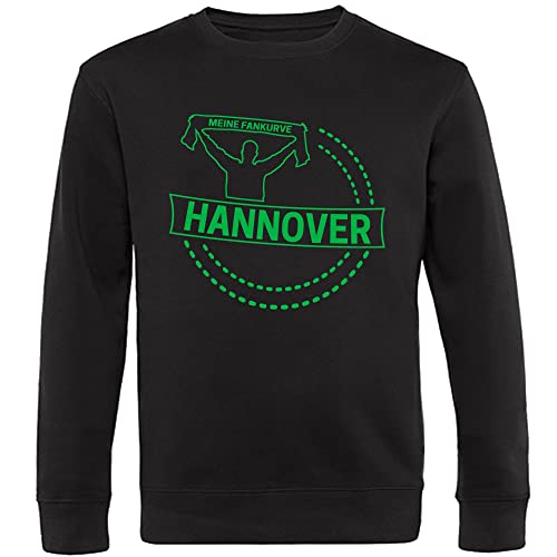 VIMAVERTRIEB® Sweatshirt Hannover - Meine Fankurve - Druck: grün - Shirt Pullover Pulli Fußball Fanartikel Fanshop - Größe: S schwarz von VIMAVERTRIEB