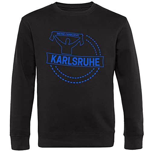 VIMAVERTRIEB® Sweatshirt Karlsruhe - Meine Fankurve - Druck: blau - Shirt Pullover Pulli Fußball Fanartikel Fanshop - Größe: XXL schwarz von VIMAVERTRIEB