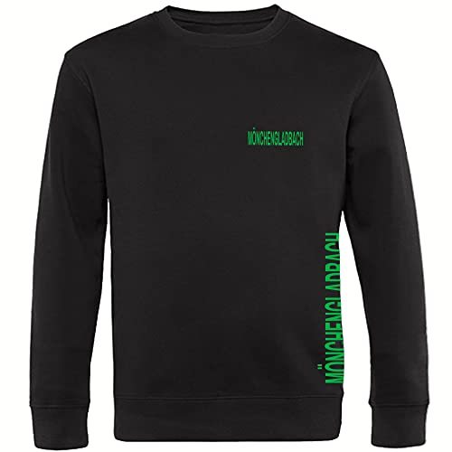 VIMAVERTRIEB® Sweatshirt Mönchengladbach - Brust & Seite - Druck: grün - Shirt Pullover Pulli Fußball Fanartikel Fanshop - Größe: M schwarz von VIMAVERTRIEB