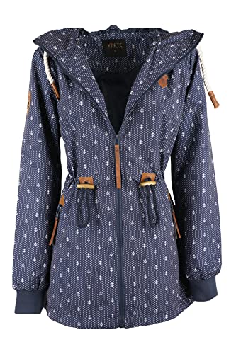 Damen Jacke Parka Anorak Mantel Outdoor Wasserabweisend Anker Punkte M-3XL (as3, alpha, 3x_l, regular, regular, Blau) von VIN TE