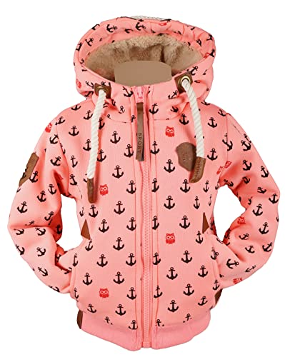 Kinder Sweat Jacke Kapuze Hoodie dick gefüttert Teddyfell Futter Anker 98-134 (as3, numeric, numeric_152, regular, Neonrosa-61/62, 152) von VIN TE