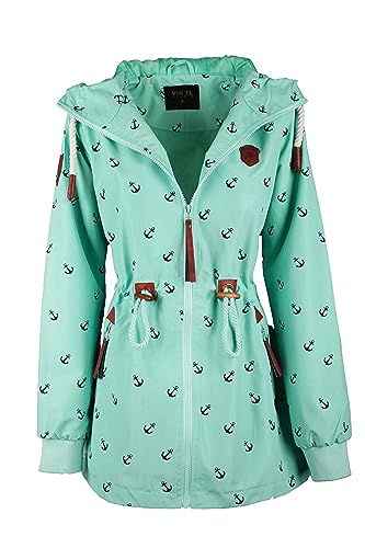 VIN TE Damen Jacke Parka Anorak Mantel Outdoor Wasserabweisend Anker Punkte M-3XL (3XL, Türkis-9919) von VIN TE