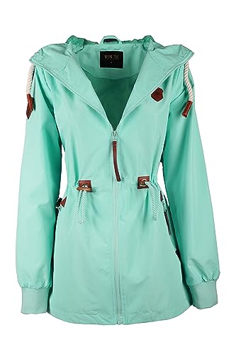 VIN TE Damen Jacke Parka Anorak Mantel Outdoor Wasserabweisend Anker Punkte M-3XL (3XL, Türkis-9921) von VIN TE