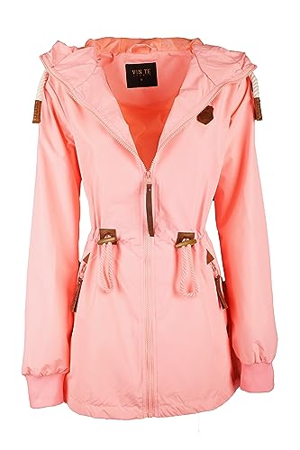 VIN TE Damen Jacke Parka Anorak Mantel Outdoor Wasserabweisend Anker Punkte M-3XL (L, Rosa-9921) von VIN TE