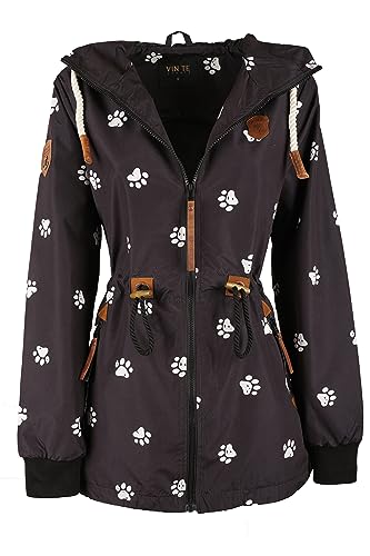 VIN TE Damen Jacke Parka Anorak Mantel Outdoor Wasserabweisend Anker Punkte M-3XL (L, Schwarz-9923) von VIN TE