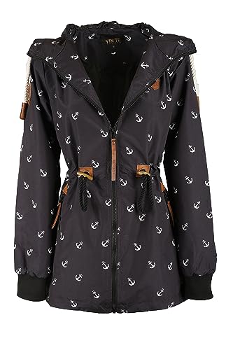 Damen Jacke Parka Anorak Mantel Outdoor Wasserabweisend Anker Punkte M-3XL (XL, Schwarz-9919) von VIN TE