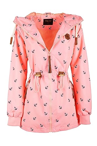 Damen Jacke Parka Anorak Mantel Outdoor Wasserabweisend Anker Punkte M-3XL (XXL, Rosa-9919) von VIN TE
