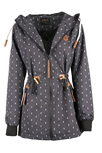 VIN TE Damen Jacke Parka Anorak Mantel Outdoor Wasserabweisend Anker Punkte M-3XL (as3, alpha, 3x_l, regular, regular, Schwarz) von VIN TE