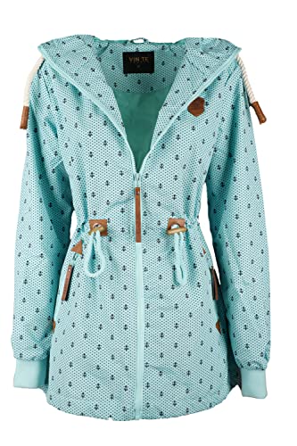 Damen Jacke Parka Anorak Mantel Outdoor Wasserabweisend Anker Punkte M-3XL (as3, alpha, xx_l, regular, regular, Aquablau) von VIN TE