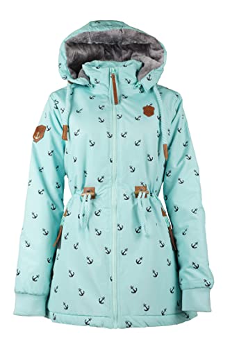 VIN TE Damen Jacke Parka Anorak Mantel Outdoor Wasserabweisend Teddyfell-Futter gefüttert Anker M-3XL (as3, alpha, 3x_l, regular, regular, Türkis-9919) von VIN TE