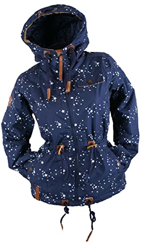 VIN TE Damen Jacke Parka Anorak Mantel Outdoor Wasserabweisend wattiert gefüttert Sterne Star M-3XL (3XL, Blau-1833) von VIN TE