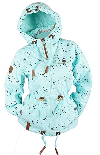 VIN TE Damen Jacke Parka Anorak Mantel Outdoor Wasserabweisend wattiert gefüttert Sterne Star M-3XL (XL, Türkis-1833) von VIN TE