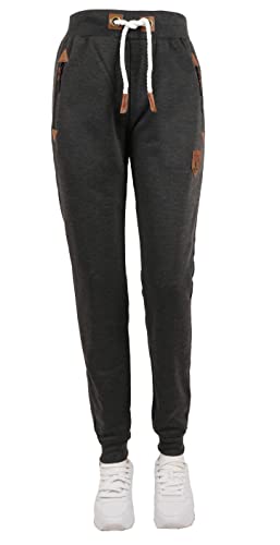 VIN TE Damen Jogginghose Hose Jogpants Thermo Fleece gefüttert Sweat Freizeit Anker Pfote Sterne oder Uni S-3XL (as3, Alpha, 3X_l, Regular, Regular, Anthrazit-21022) von VIN TE