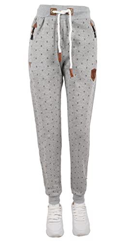 VIN TE Damen Jogginghose Hose Jogpants Thermo Fleece gefüttert Sweat Freizeit Anker Pfote Sterne oder Uni S-3XL (as3, Alpha, 3X_l, Regular, Regular, Grau-21018) von VIN TE
