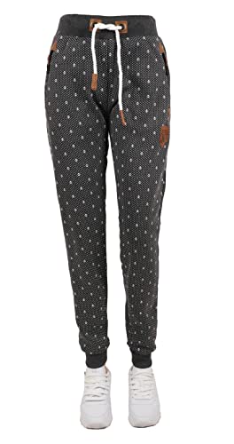VIN TE Damen Jogginghose Hose Jogpants Thermo Fleece gefüttert Sweat Freizeit Anker Pfote Sterne oder Uni S-3XL (as3, Alpha, l, Regular, Regular, Anthrazit-21018) von VIN TE