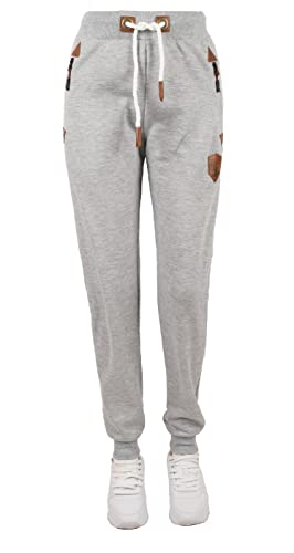 VIN TE Damen Jogginghose Hose Jogpants Thermo Fleece gefüttert Sweat Freizeit Anker Pfote Sterne oder Uni S-3XL (as3, Alpha, l, Regular, Regular, Grau-21022) von VIN TE