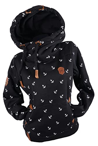 VIN TE Damen Kapuzenpullover Hoodie Sweatshirt Warmer Fleece Pulli Anker M - 3XL (as3, Alpha, 4X_l, Regular, Regular, Schwarz-2041, 4XL) von VIN TE