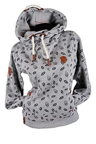 VIN TE Damen Kapuzenpullover Hoodie Sweatshirt Warmer Fleece Pulli M L XL 2XL 3XL Federn (XXL, Grau) von VIN TE