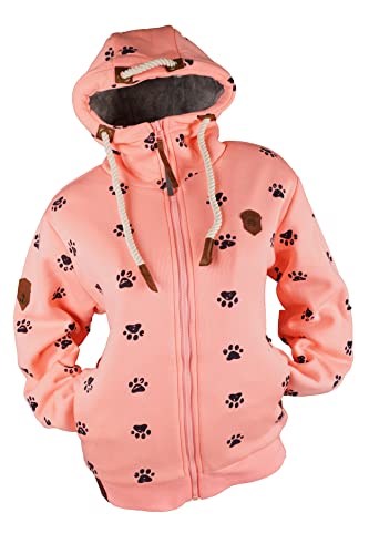VIN TE Damen Sweat Jacke Hoodie Kapuze dick gefüttert Teddyfell Futter UNI oder mit Anker Muster M - 3XL (as3, alpha, 3x_l, regular, regular, Rosa-9947) von VIN TE