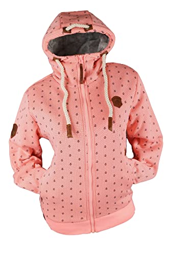 VIN TE Damen Sweat Jacke Hoodie Kapuze dick gefüttert Teddyfell Futter UNI oder mit Anker Muster M - 3XL (as3, alpha, xx_l, regular, regular, Rosa-9916, XXL) von VIN TE