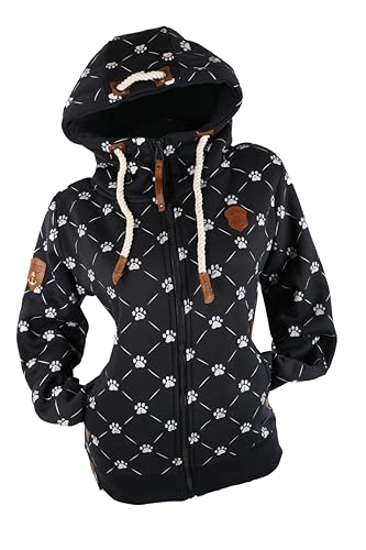 VIN TE Damen Sweat Jacke Kapuze Hoodie Fleece Übergangsjacke verschiedene Designs Schleifen Boote Anker M-3XL (Blau-2103, XXL) von VIN TE