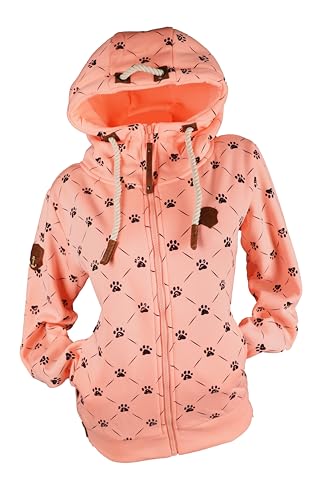 VIN TE Damen Sweat Jacke Kapuze Hoodie Fleece Übergangsjacke verschiedene Designs Schleifen Boote Anker M-3XL (Rosa-2103, XXL) von VIN TE