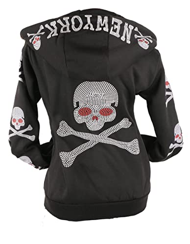 VIN TE Damen Sweat Jacke Kapuze Hoodie Fleece gefüttert Übergangsjacke Verschiedene Modelle Anker Sterne Herz (Schwarz-2117, XL) von VIN TE