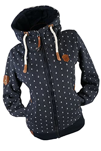 VIN TE Damen Sweat Jacke Kapuze Hoodie Übergangsjacke Fleece gefüttert Anker Dots Gestreift Streifen M-3XL (Blau-1872, 4XL) von VIN TE