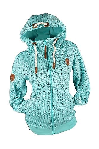 VIN TE Damen Sweat Jacke Kapuze Hoodie Übergangsjacke Fleece gefüttert Anker Dots M-3XL (as3, alpha, l, regular, regular, Aquablau-1872, L) von VIN TE