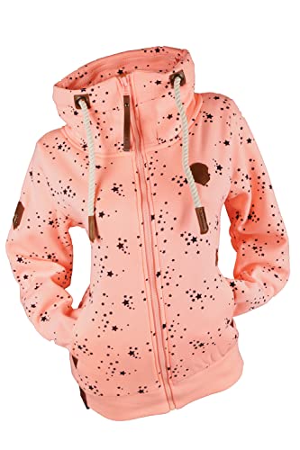VIN TE Damen Sweat Jacke ohne Kapuze mit Stehkragen Fleece Übergangsjacke Anker Motiv oder Unifarben M L XL 2XL 3XL (as3, alpha, s, regular, regular, Rosa-1976, S) von VIN TE