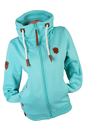 VIN TE Damen Sweat Jacke ohne Kapuze mit Stehkragen Fleece Übergangsjacke Anker Motiv oder Unifarben M L XL 2XL 3XL (as3, alpha, x_l, regular, regular, Aquablau-2049, XL) von VIN TE
