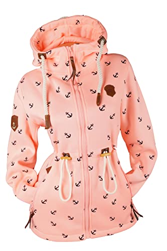 VIN TE Damen Sweat Parka Mantel Jacke Kapuze Fleece gefüttert Hoodie Anker M L XL 2XL (as3, alpha, l, regular, regular, Rosa-1870, L) von VIN TE