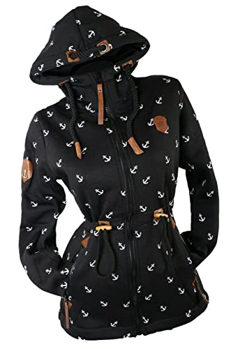 VIN TE Damen Sweat Parka Mantel Jacke Kapuze Fleece gefüttert Hoodie Anker M L XL 2XL (as3, alpha, x_l, regular, regular, Schwarz-1870, XL) von VIN TE